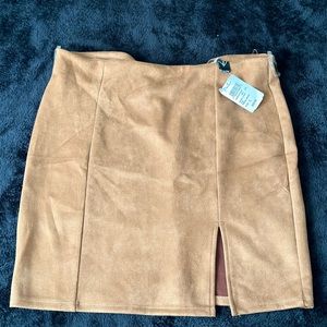 NWT tan faux suede skirt